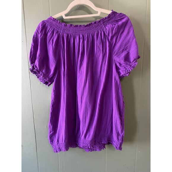 Old Navy Shirt Womens Size XL NEW Purple Cotton Gauzey Embroidered Boho Peasant - Picture 3 of 7